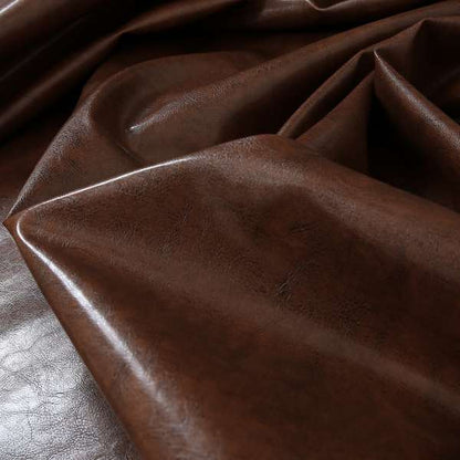 Faux Leather Bicast Brown Fudge Colour Heritage Aged Effect Look Upholstery Fabric