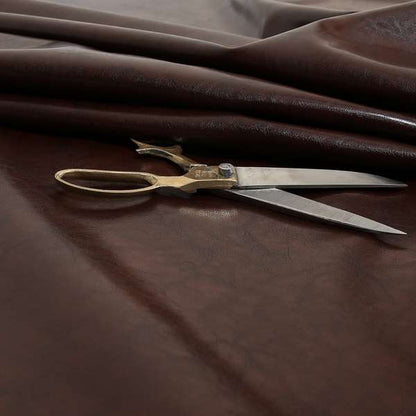 Faux Leather Bicast Expresso Brown Colour Heritage Aged Effect Look Upholstery Fabric