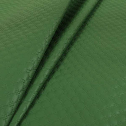 Bourbon Quilted Textured Green Colour Faux Leather Upholstery Fabric