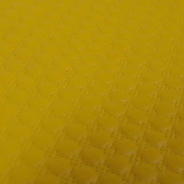 Bourbon Quilted Textured Yellow Colour Faux Leather Upholstery Fabric