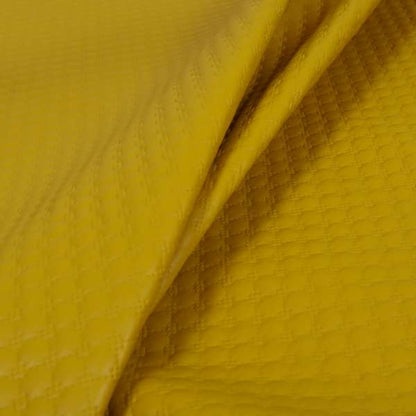 Bourbon Quilted Textured Yellow Colour Faux Leather Upholstery Fabric