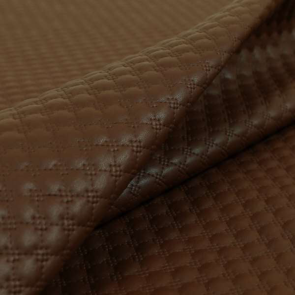 Bourbon Quilted Textured Brown Colour Faux Leather Upholstery Fabric