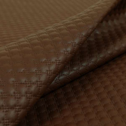 Bourbon Quilted Textured Brown Colour Faux Leather Upholstery Fabric