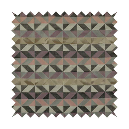 Cannes Art Deco Geometric Pattern Pink Purple Grey Tones Coloured Upholstery Fabrics - Made To Measure Curtains