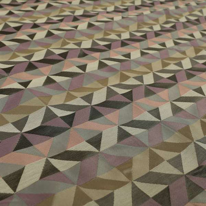 Cannes Art Deco Geometric Pattern Pink Purple Grey Tones Coloured Upholstery Fabrics