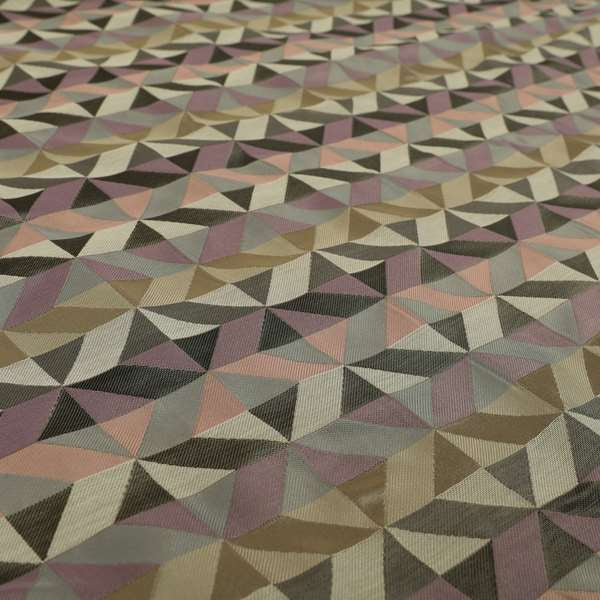 Cannes Art Deco Geometric Pattern Pink Purple Grey Tones Coloured Upholstery Fabrics - Made To Measure Curtains