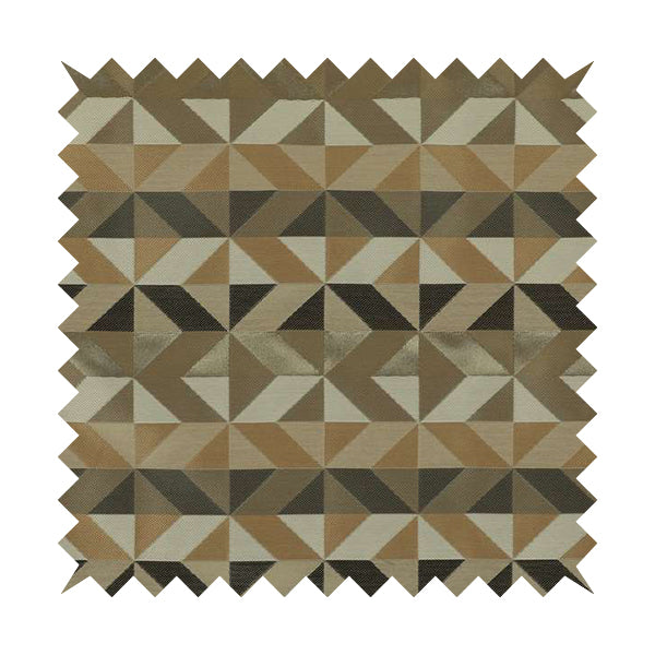 Cannes Art Deco Geometric Pattern Brown Grey White Tones Coloured Upholstery Fabrics - Roman Blinds