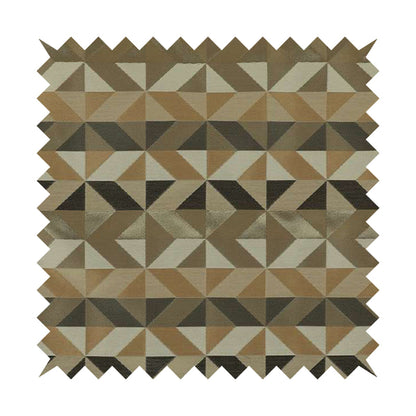 Cannes Art Deco Geometric Pattern Brown Grey White Tones Coloured Upholstery Fabrics - Made To Measure Curtains