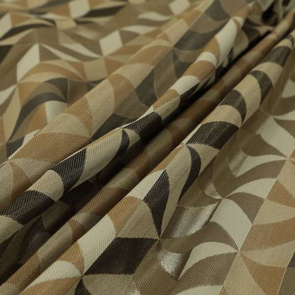 Cannes Art Deco Geometric Pattern Brown Grey White Tones Coloured Upholstery Fabrics - Made To Measure Curtains