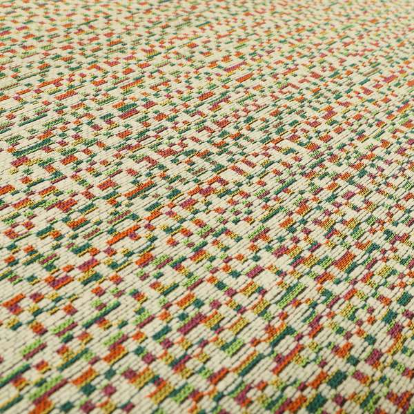 Comfy Chenille Textured Tetris Semi Plain Pattern Upholstery Fabric In Multicolour