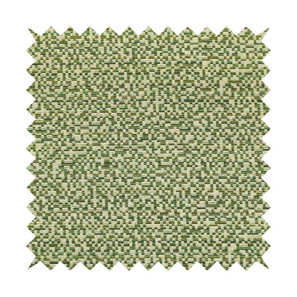 Comfy Chenille Textured Tetris Semi Plain Pattern Upholstery Fabric In Green - Made To Measure Curtains