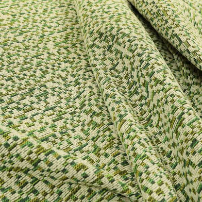 Comfy Chenille Textured Tetris Semi Plain Pattern Upholstery Fabric In Green