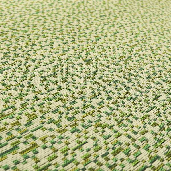 Comfy Chenille Textured Tetris Semi Plain Pattern Upholstery Fabric In Green - Made To Measure Curtains