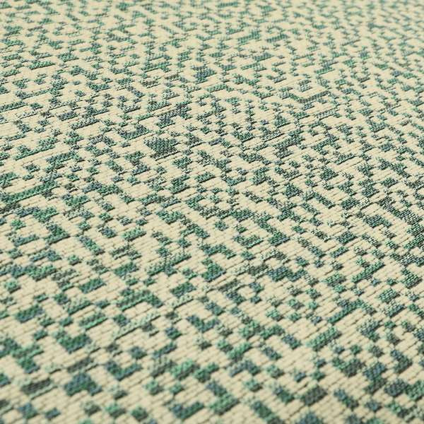 Comfy Chenille Textured Tetris Semi Plain Pattern Upholstery Fabric In Blue