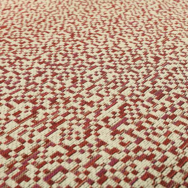 Comfy Chenille Textured Tetris Semi Plain Pattern Upholstery Fabric In Pink