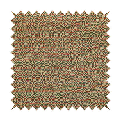 Comfy Chenille Textured Tetris Semi Plain Pattern Upholstery Fabric In Brown - Handmade Cushions