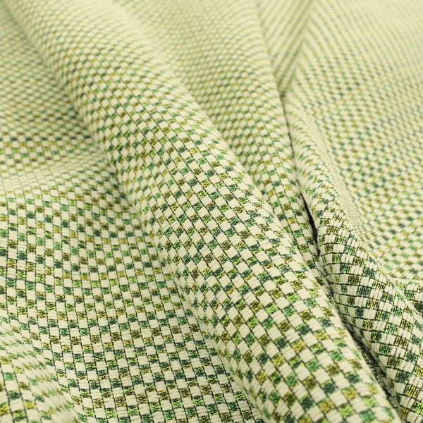 Comfy Chenille Textured Brick Semi Plain Pattern Upholstery Fabric In Green - Handmade Cushions