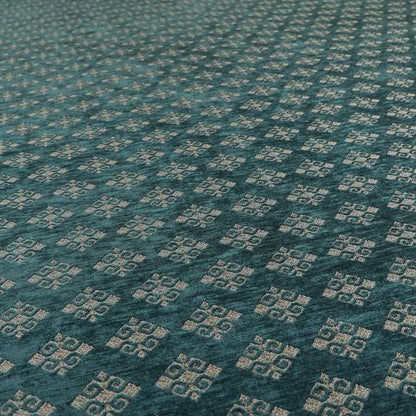 Jaipur Designer Diamond Pattern In Blue Silver Colour Furnishing Fabric CTR-02 - Roman Blinds