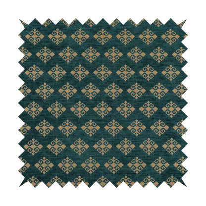 Jaipur Designer Diamond Pattern In Blue Gold Colour Furnishing Fabric CTR-04 - Handmade Cushions