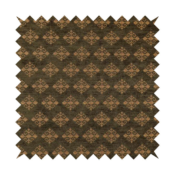 Jaipur Designer Diamond Pattern In Green Gold Colour Furnishing Fabric CTR-06