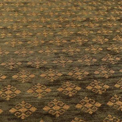 Jaipur Designer Diamond Pattern In Green Gold Colour Furnishing Fabric CTR-06