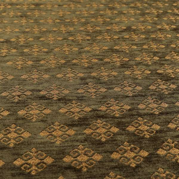 Jaipur Designer Diamond Pattern In Green Gold Colour Furnishing Fabric CTR-06 - Handmade Cushions