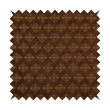 Jaipur Designer Diamond Pattern In Brown Gold Colour Furnishing Fabric CTR-08 - Roman Blinds