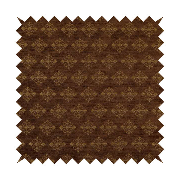 Jaipur Designer Diamond Pattern In Brown Gold Colour Furnishing Fabric CTR-08