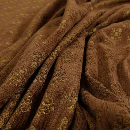 Jaipur Designer Diamond Pattern In Brown Gold Colour Furnishing Fabric CTR-08 - Roman Blinds