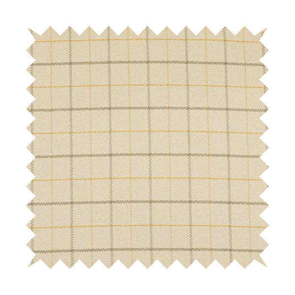 Bainbridge Woven Tartan Pattern In White Yellow Colour Interior Fabric CTR-09 - Handmade Cushions