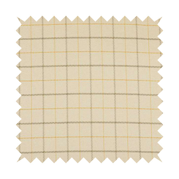 Bainbridge Woven Tartan Pattern In White Yellow Colour Interior Fabric CTR-09 - Made To Measure Curtains