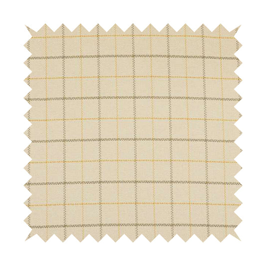 Bainbridge Woven Tartan Pattern In White Yellow Colour Interior Fabric CTR-09