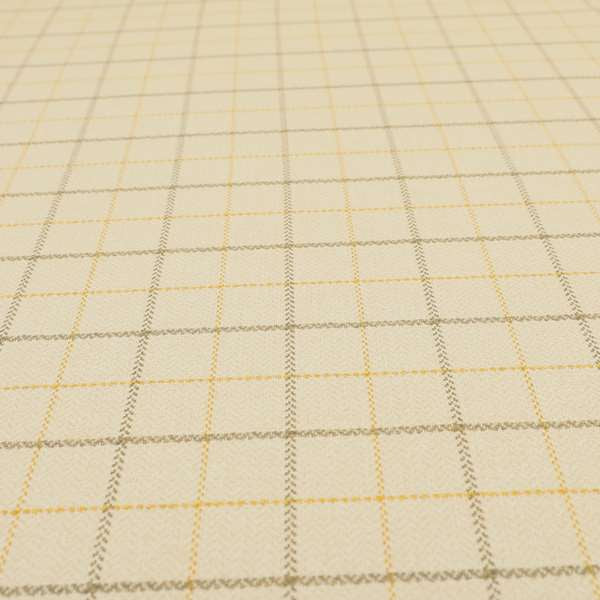Bainbridge Woven Tartan Pattern In White Yellow Colour Interior Fabric CTR-09 - Handmade Cushions