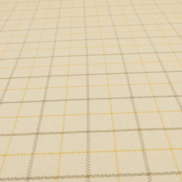 Bainbridge Woven Tartan Pattern In White Yellow Colour Interior Fabric CTR-09