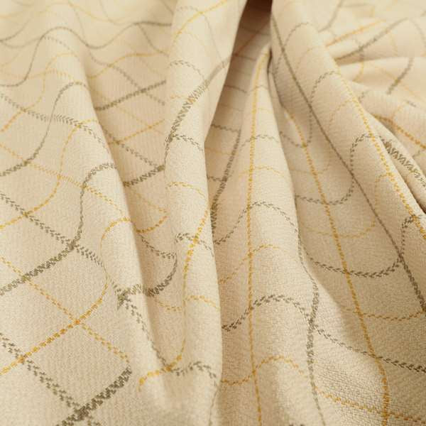 Bainbridge Woven Tartan Pattern In White Yellow Colour Interior Fabric CTR-09