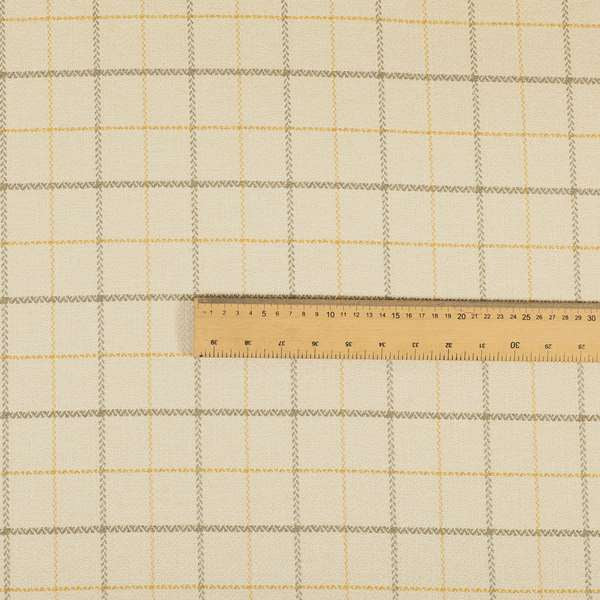 Bainbridge Woven Tartan Pattern In White Yellow Colour Interior Fabric CTR-09 - Roman Blinds