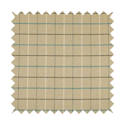 Bainbridge Woven Tartan Pattern In Beige Blue Colour Interior Fabric CTR-10 - Roman Blinds