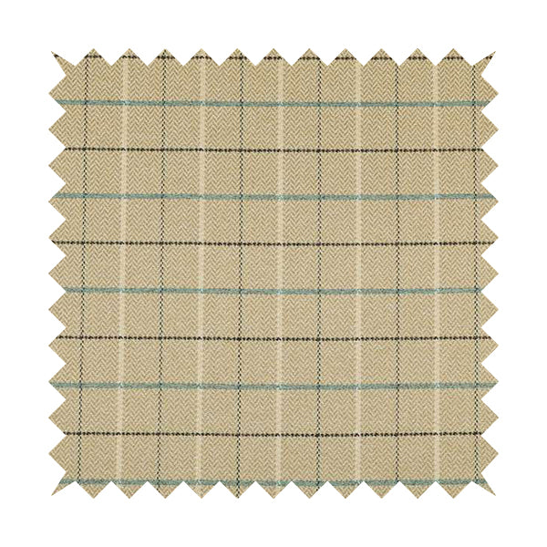 Bainbridge Woven Tartan Pattern In Beige Blue Colour Interior Fabric CTR-10