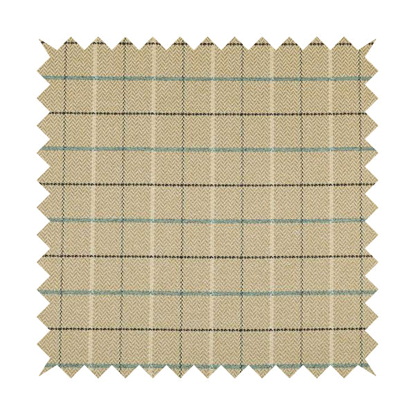 Bainbridge Woven Tartan Pattern In Beige Blue Colour Interior Fabric CTR-10 - Made To Measure Curtains