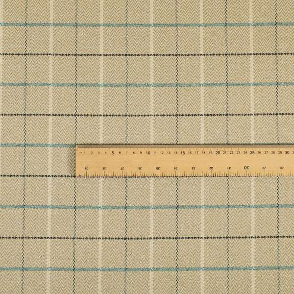 Bainbridge Woven Tartan Pattern In Beige Blue Colour Interior Fabric CTR-10 - Roman Blinds