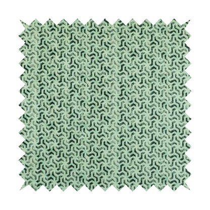 Glamour Geometric Collection Print Velvet Upholstery Fabric Blue Grey Lock Pattern CTR-1001