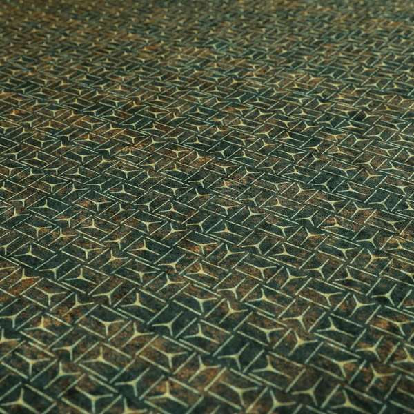 Glamour Geometric Collection Print Velvet Upholstery Fabric Brown Small Tribal Sign Pattern CTR-1004