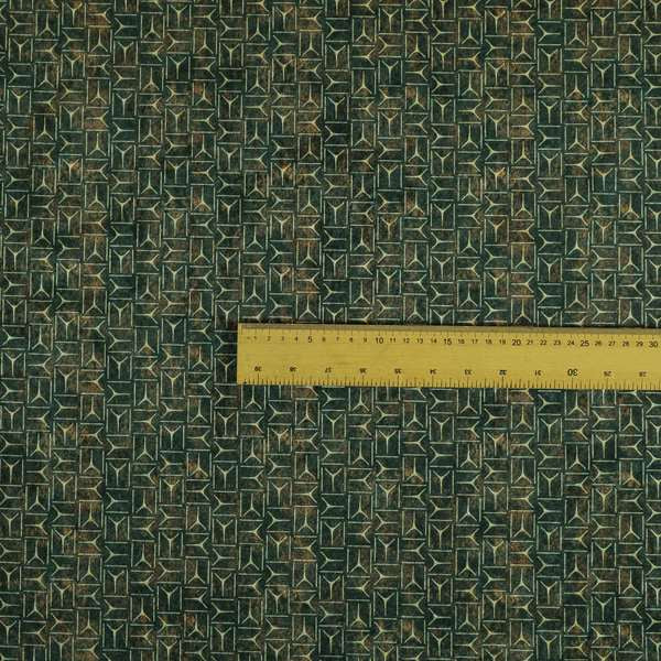 Glamour Geometric Collection Print Velvet Upholstery Fabric Brown Small Tribal Sign Pattern CTR-1004 - Roman Blinds