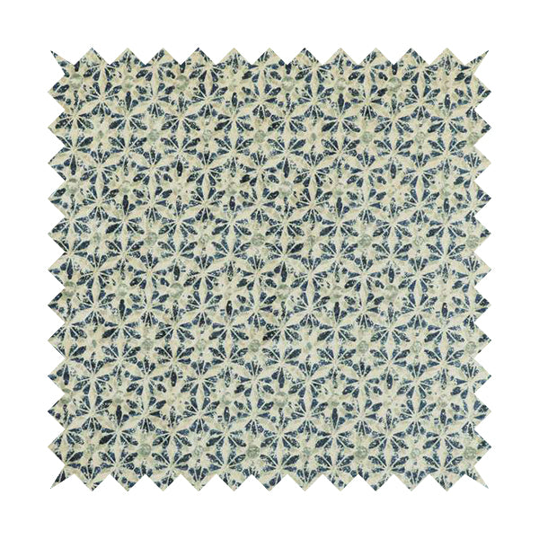 Glamour Geometric Collection Print Velvet Upholstery Fabric Blue Silver Small Pattern CTR-1005 - Roman Blinds