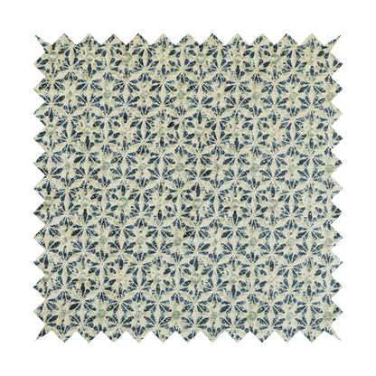 Glamour Geometric Collection Print Velvet Upholstery Fabric Blue Silver Small Pattern CTR-1005