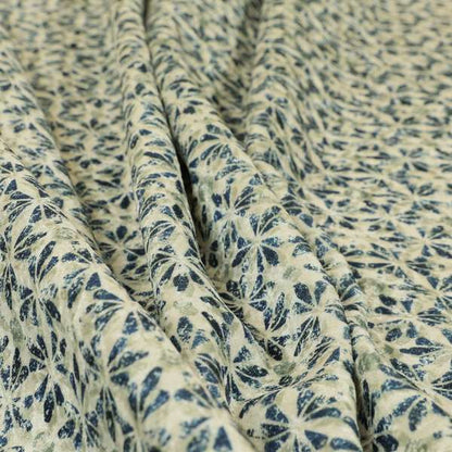 Glamour Geometric Collection Print Velvet Upholstery Fabric Blue Silver Small Pattern CTR-1005 - Handmade Cushions