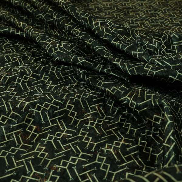 Glamour Geometric Collection Print Velvet Upholstery Fabric Brown Small Pattern CTR-1006 - Made To Measure Curtains