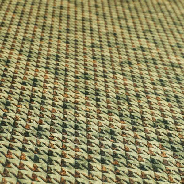 Glamour Geometric Collection Print Velvet Upholstery Fabric Brown Small Houndstooth Pattern CTR-1007