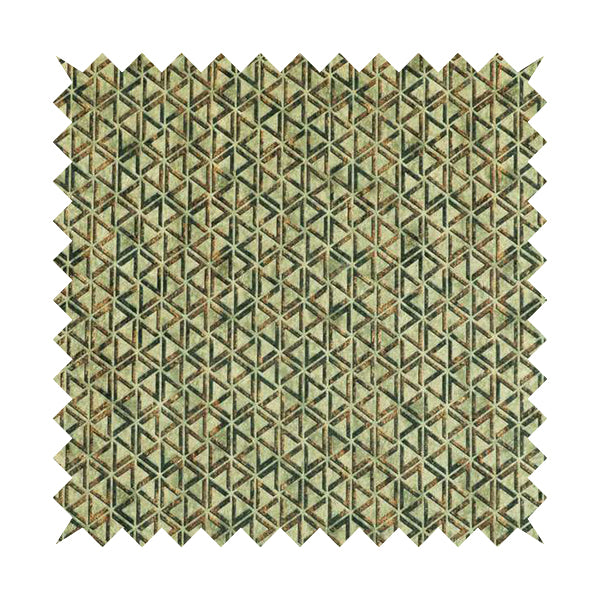 Glamour Geometric Collection Print Velvet Upholstery Fabric Brown Small Pattern CTR-1008 - Roman Blinds