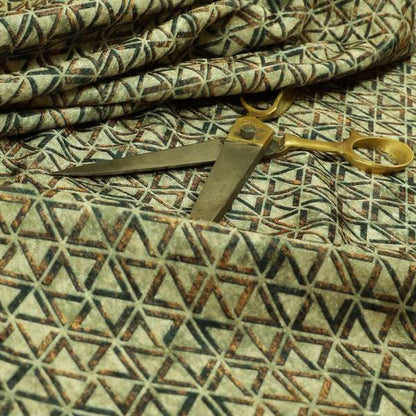 Glamour Geometric Collection Print Velvet Upholstery Fabric Brown Small Pattern CTR-1008 - Made To Measure Curtains